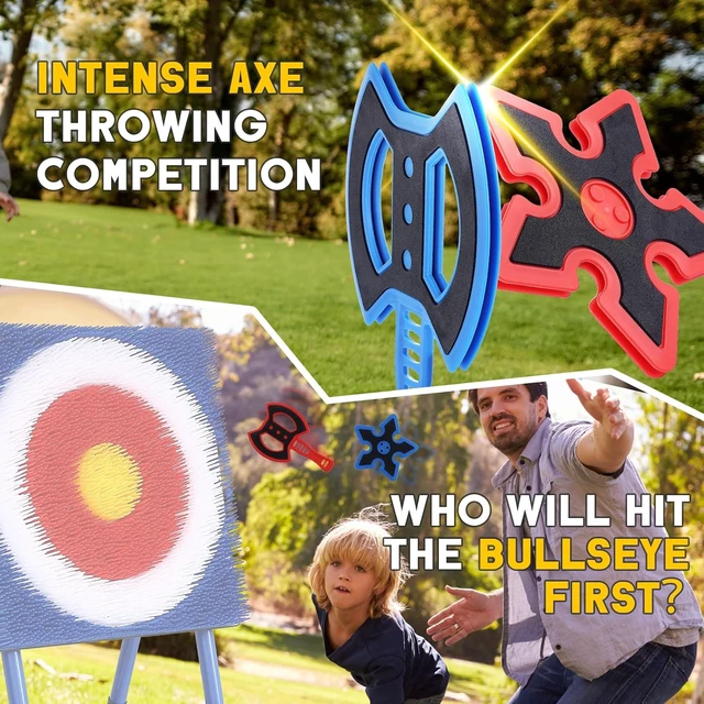Alt view image 4 of 7 - Throwing Axe Set with Throwing Star for Backyard Axe Throwing Games, Durable & Fun for All Ages