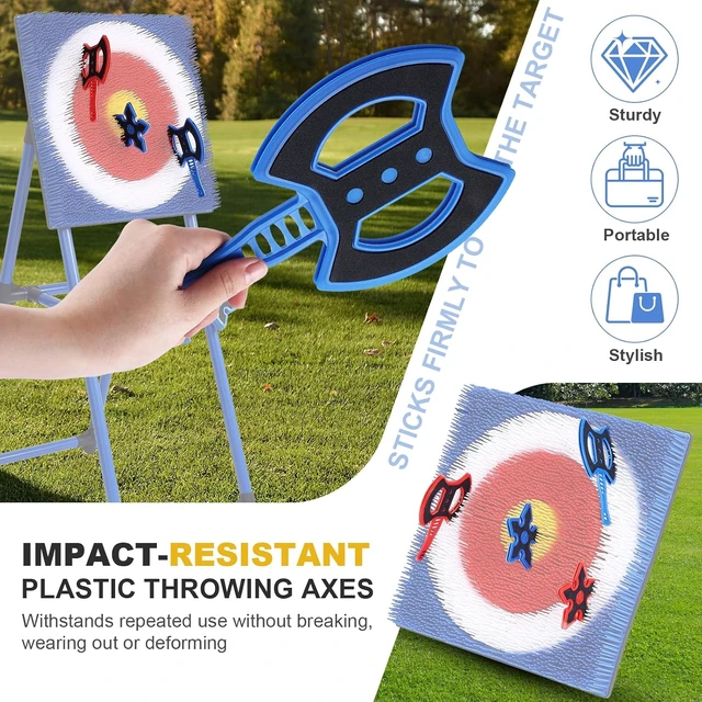 Alt view image 5 of 7 - Throwing Axe Set with Throwing Star for Backyard Axe Throwing Games, Durable & Fun for All Ages