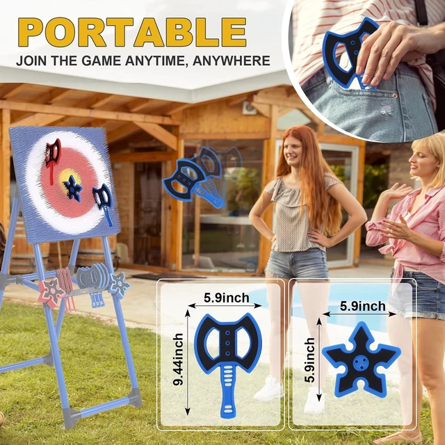 Alt view image 7 of 7 - Throwing Axe Set with Throwing Star for Backyard Axe Throwing Games, Durable & Fun for All Ages
