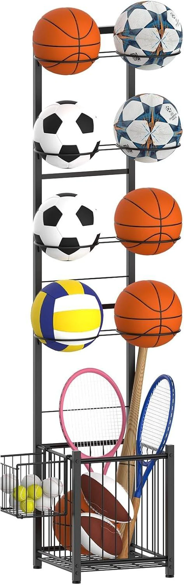 Main image of Indoor/Outdoor Basketball Storage Rack with 2 Baskets