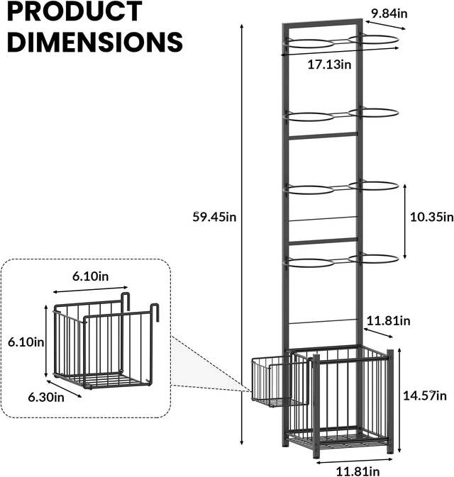 Alt view image 3 of 7 - Indoor/Outdoor Basketball Storage Rack with 2 Baskets