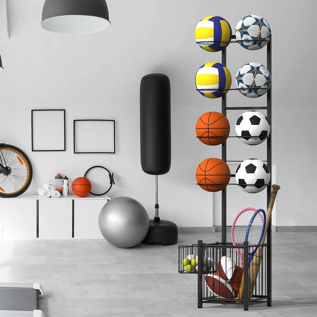 Alt view image 6 of 7 - Indoor/Outdoor Basketball Storage Rack with 2 Baskets