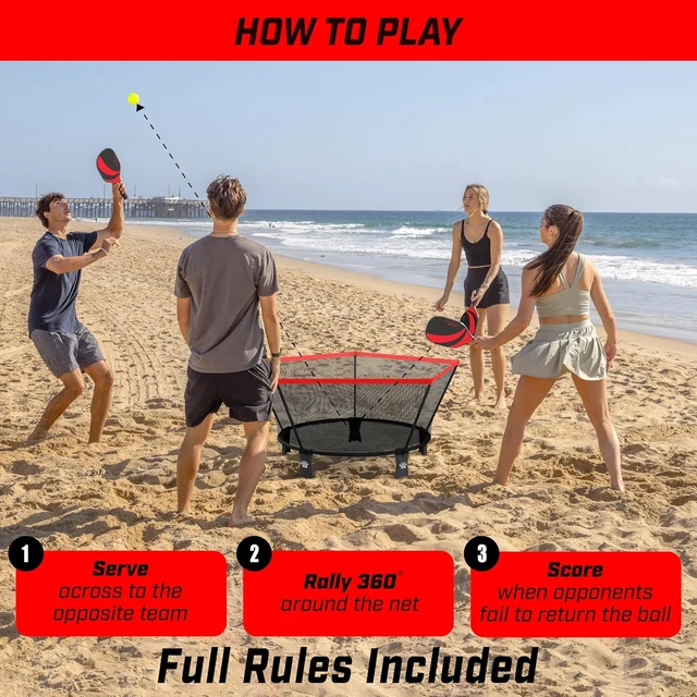 Alt view image 5 of 6 - Pickle 360 Game Set Outdoor Lawn, Beach & Backyard Paddle Ball Game, Pickleball Without a Court