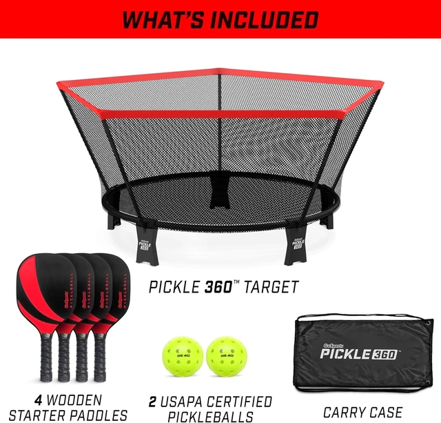 Alt view image 6 of 6 - Pickle 360 Game Set Outdoor Lawn, Beach & Backyard Paddle Ball Game, Pickleball Without a Court
