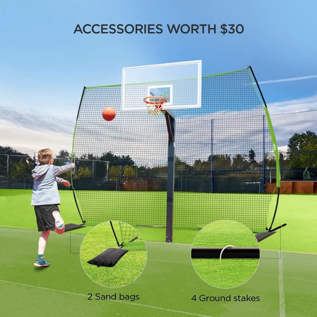 Alt view image 4 of 7 - Basketball Backstop Return Net Catcher Barrier Netting for Backyard