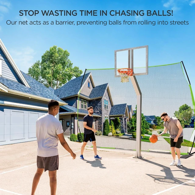 Alt view image 6 of 7 - Basketball Backstop Return Net Catcher Barrier Netting for Backyard
