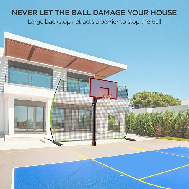 Alt view image 7 of 7 - Basketball Backstop Return Net Catcher Barrier Netting for Backyard