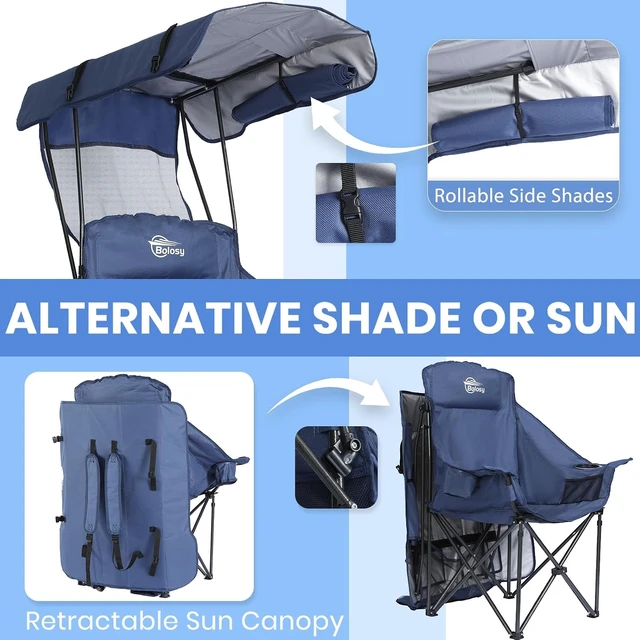 Alt view image 4 of 7 - Oversized Beach Camping Chair with Canopy & Sun Shade