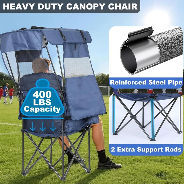 Alt view image 5 of 7 - Oversized Beach Camping Chair with Canopy & Sun Shade