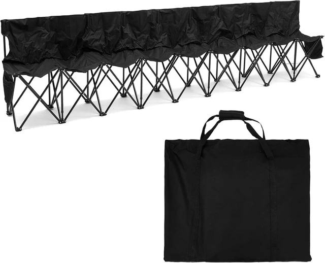 Main image of Folding 9-Seat Portable Soccer Team Bench with Storage Bag, Sideline Seating for Football, Camp, Travel & Events (Classic, Black)