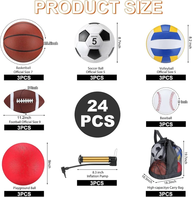Alt view image 2 of 6 - Bulk Set of 18 Pcs Sport Balls