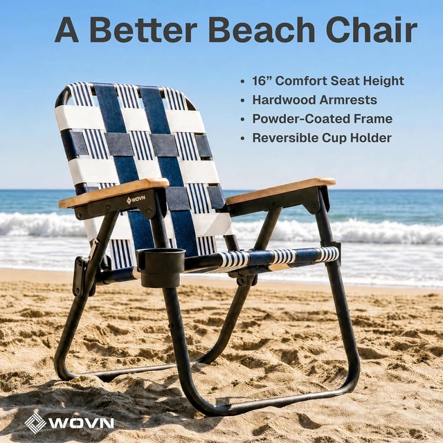Alt view image 2 of 6 - GoSports WOVN Premium Folding Beach Backpack Camping Chair, 9 Styles Available