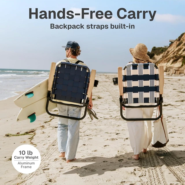 Alt view image 3 of 6 - GoSports WOVN Premium Folding Beach Backpack Camping Chair, 9 Styles Available