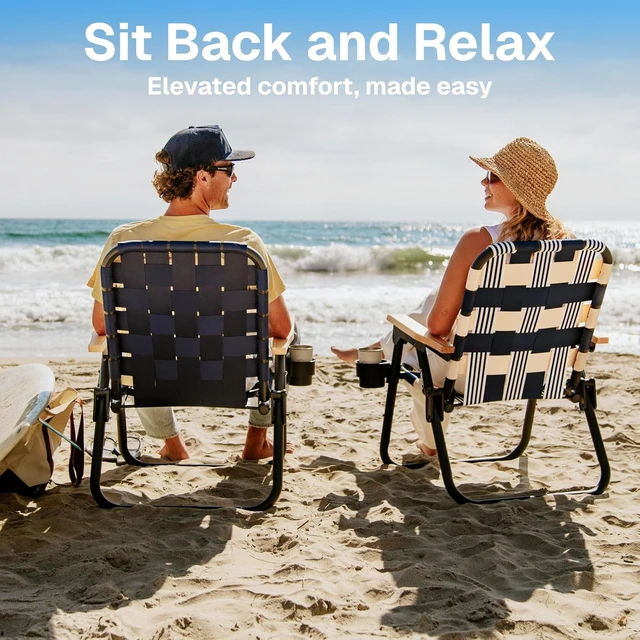 Alt view image 6 of 6 - GoSports WOVN Premium Folding Beach Backpack Camping Chair, 9 Styles Available