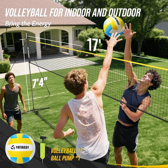 Alt view image 2 of 7 - 3-in-1 Adjustable-Height Volleyball, Badminton & Pickleball Net Set