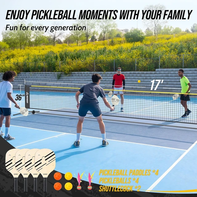 Alt view image 3 of 7 - 3-in-1 Adjustable-Height Volleyball, Badminton & Pickleball Net Set