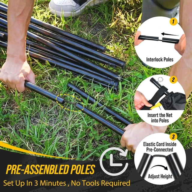 Alt view image 6 of 7 - 3-in-1 Adjustable-Height Volleyball, Badminton & Pickleball Net Set
