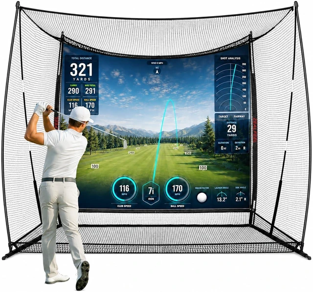 Main image of Golf Simulator Enclosure & Net with Dual-Layer HD Screen