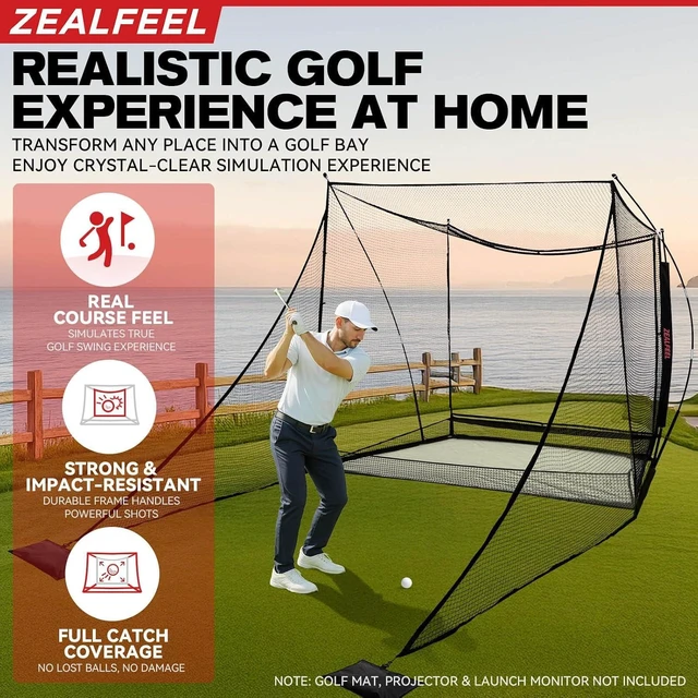 Alt view image 2 of 7 - Golf Simulator Enclosure & Net with Dual-Layer HD Screen