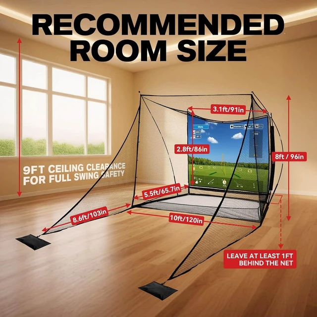 Alt view image 6 of 7 - Golf Simulator Enclosure & Net with Dual-Layer HD Screen