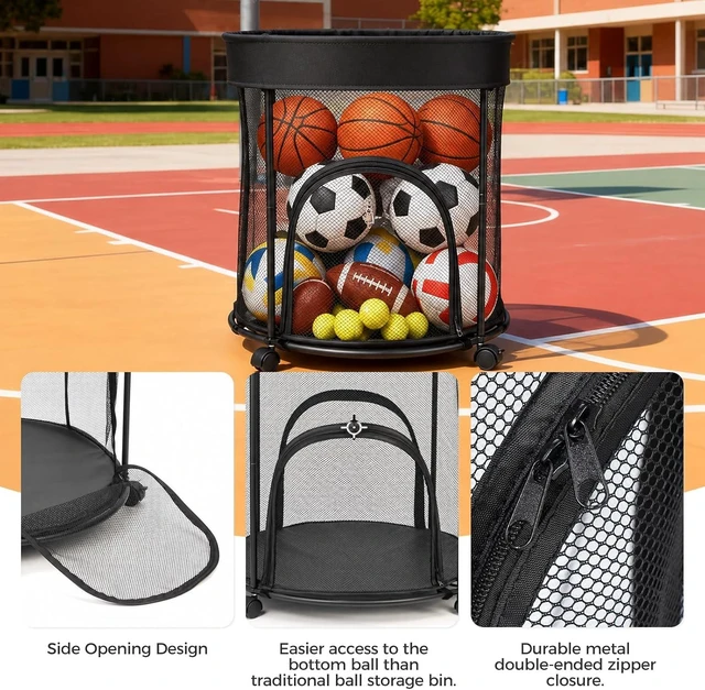 Alt view image 7 of 7 - Ball Storage Cart & Bin Organizer with Wheels