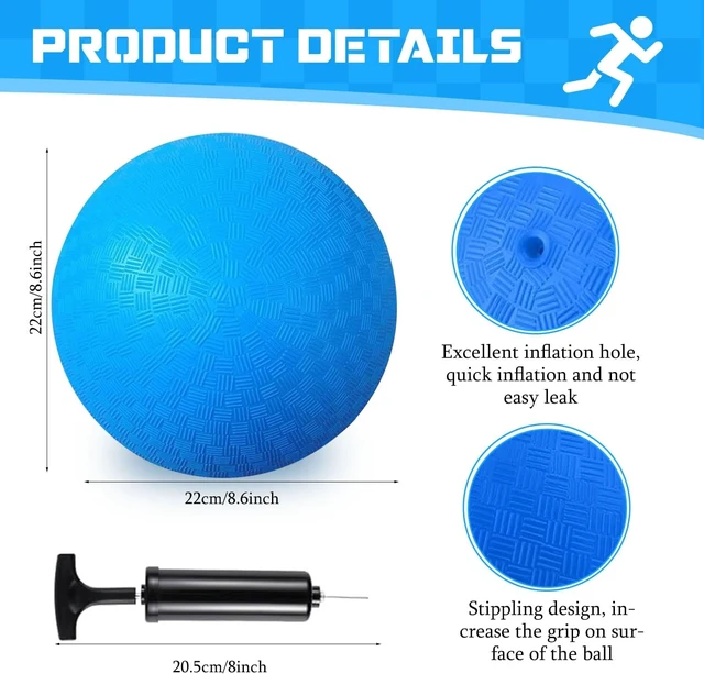 Alt view image 2 of 7 - 18 Pcs Sports Kickball Set with 2 Playground Balls, Air Pump, 4 Rubber Throw-Down Bases, 10 Foul Line Cones & Flip Scoreboard for Boys, Girls & Adults, Playground, School, Backyard
