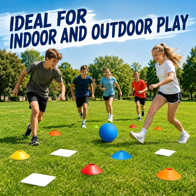 Alt view image 5 of 7 - 18 Pcs Sports Kickball Set with 2 Playground Balls, Air Pump, 4 Rubber Throw-Down Bases, 10 Foul Line Cones & Flip Scoreboard for Boys, Girls & Adults, Playground, School, Backyard