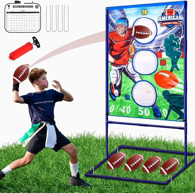Main image of Football Toss Game with 4 Inflatable Balls, Outdoor Sports Toys for Boys