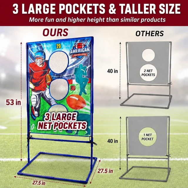 Alt view image 2 of 7 - Football Toss Game with 4 Inflatable Balls, Outdoor Sports Toys for Boys
