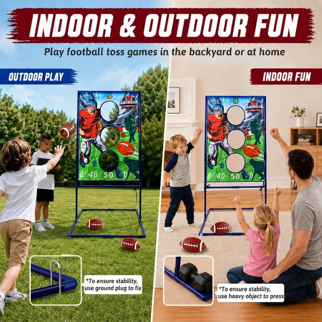 Alt view image 5 of 7 - Football Toss Game with 4 Inflatable Balls, Outdoor Sports Toys for Boys
