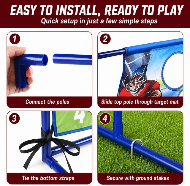 Alt view image 6 of 7 - Football Toss Game with 4 Inflatable Balls, Outdoor Sports Toys for Boys