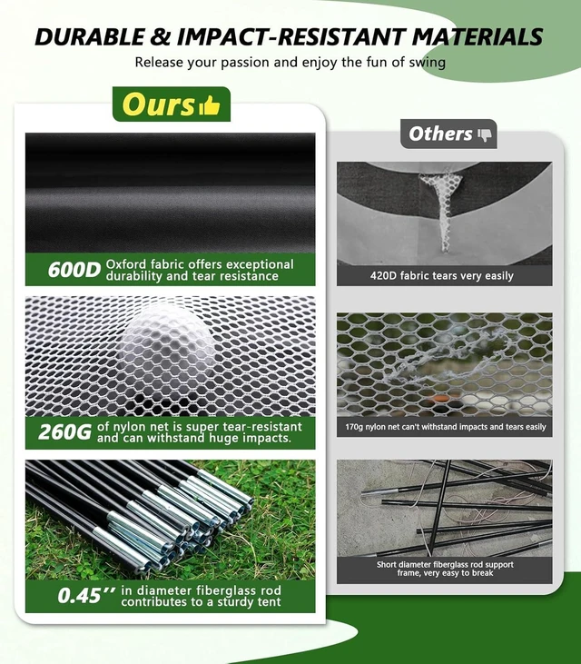 Alt view image 3 of 7 - 10 x 7FT Golf Practice Net for Backyard Driving, Hitting, Swing & Chipping with Hitting Mat, Indoor/Outdoor, Gifts for Men, Dad, Husband & Golfers