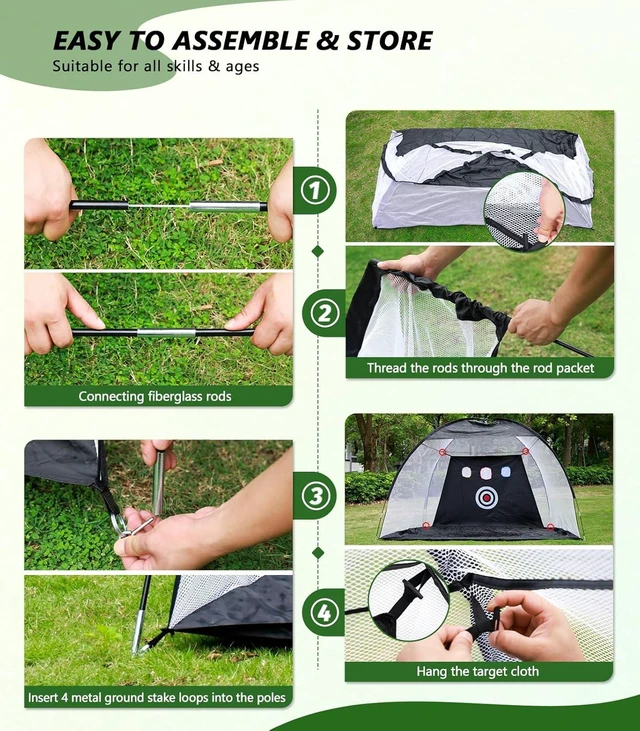 Alt view image 4 of 7 - 10 x 7FT Golf Practice Net for Backyard Driving, Hitting, Swing & Chipping with Hitting Mat, Indoor/Outdoor, Gifts for Men, Dad, Husband & Golfers