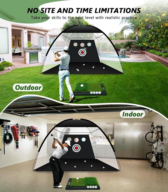 Alt view image 7 of 7 - 10 x 7FT Golf Practice Net for Backyard Driving, Hitting, Swing & Chipping with Hitting Mat, Indoor/Outdoor, Gifts for Men, Dad, Husband & Golfers