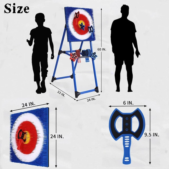 Alt view image 2 of 6 - Backyard Axe Throwing Game with 16 Throwing Axes & Stars, Outdoor Games
