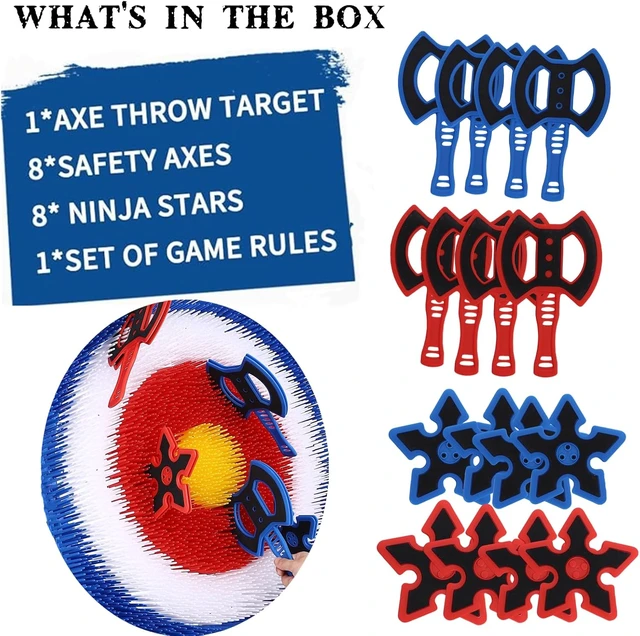 Alt view image 4 of 6 - Backyard Axe Throwing Game with 16 Throwing Axes & Stars, Outdoor Games
