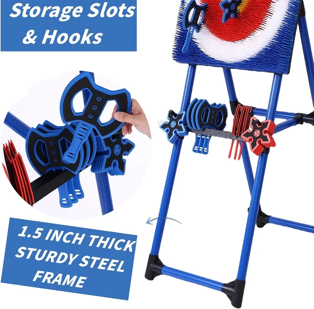 Alt view image 5 of 6 - Backyard Axe Throwing Game with 16 Throwing Axes & Stars, Outdoor Games