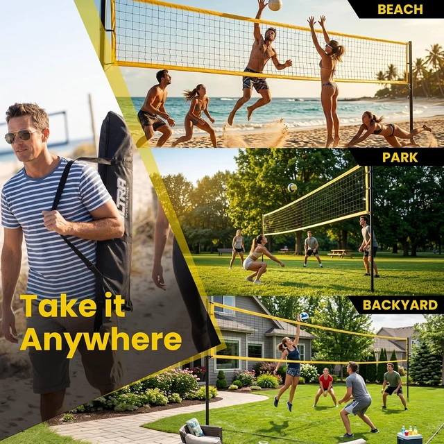 Alt view image 6 of 7 - Regulation 32x3FT Portable Outdoor Volleyball Net for Backyard