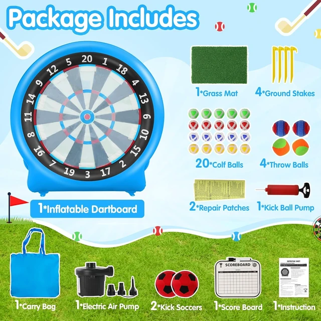 Alt view image 2 of 7 - 6FT Inflatable Dartboard for Kick Darts & Soccer Darts, Outdoor Games