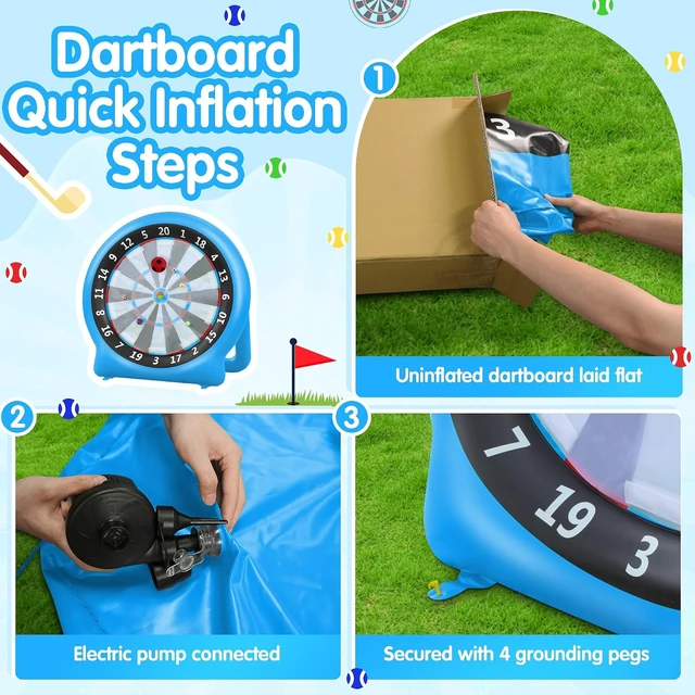Alt view image 4 of 7 - 6FT Inflatable Dartboard for Kick Darts & Soccer Darts, Outdoor Games
