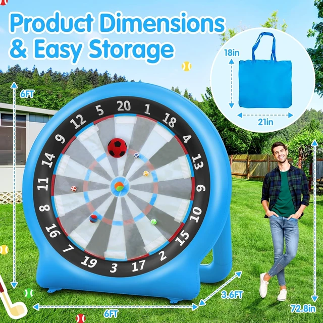 Alt view image 5 of 7 - 6FT Inflatable Dartboard for Kick Darts & Soccer Darts, Outdoor Games