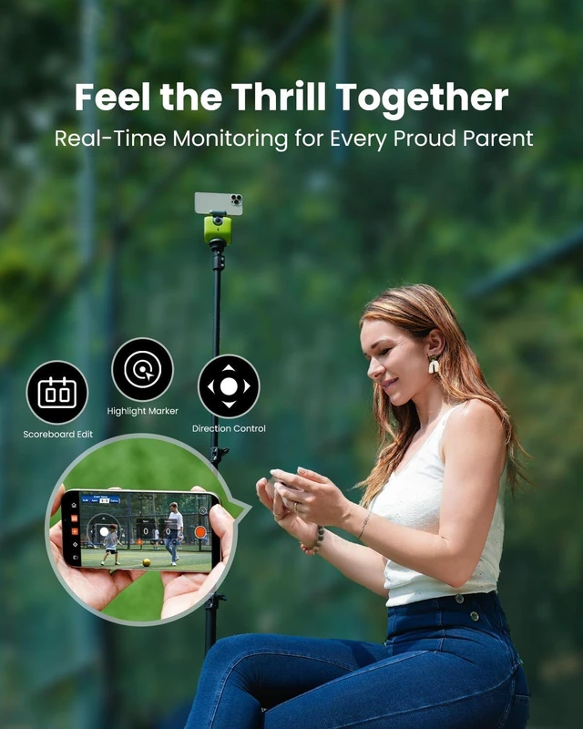 Alt view image 6 of 7 - Chameleon AI Auto Sports Action Camera 4K 60FPS Soccer & Basketball Tracking Camera for Team Sports, Live Streaming, No Subscription, iOS & Android (Lemon Green)