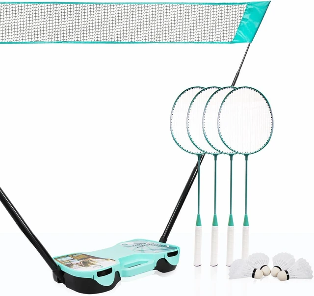 Main image of EasyGo Badminton Set with Net, 4 Rackets, 4 Shuttlecocks & Portable Storage Box for Backyards, Outdoor & Yard Games