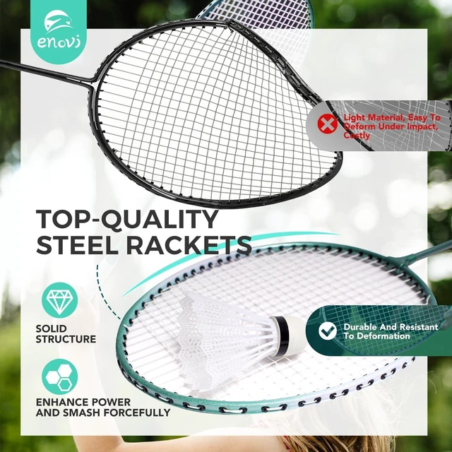 Alt view image 4 of 7 - EasyGo Badminton Set with Net, 4 Rackets, 4 Shuttlecocks & Portable Storage Box for Backyards, Outdoor & Yard Games