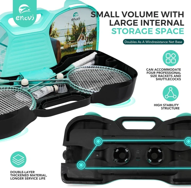 Alt view image 5 of 7 - EasyGo Badminton Set with Net, 4 Rackets, 4 Shuttlecocks & Portable Storage Box for Backyards, Outdoor & Yard Games
