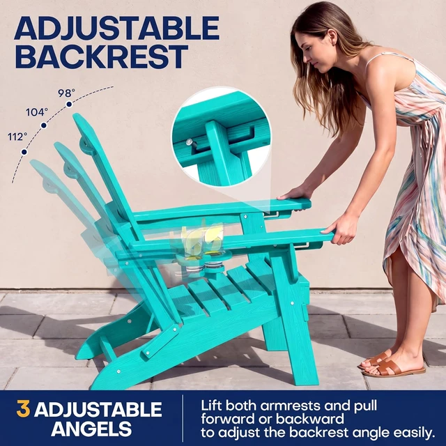 Alt view image 3 of 7 - Adjustable Folding Adirondack Patio Chair, Aruba
