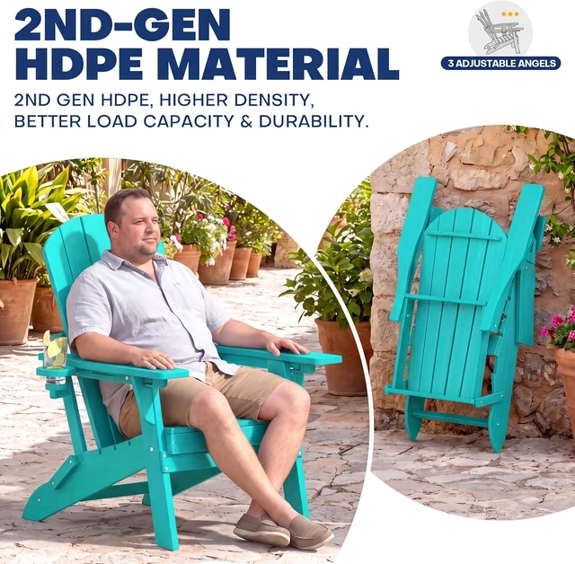 Alt view image 4 of 7 - Adjustable Folding Adirondack Patio Chair, Aruba