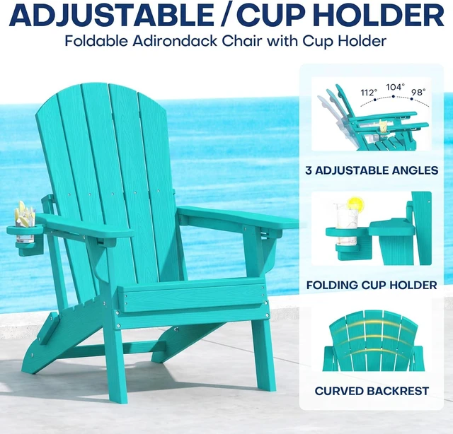 Alt view image 7 of 7 - Adjustable Folding Adirondack Patio Chair, Aruba