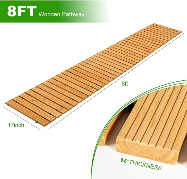 Alt view image 2 of 7 - 8FT Roll-Out Wooden Garden Pathway, Outdoor Walkway Pavers