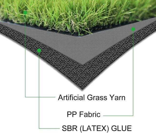 Alt view image 3 of 6 - WS 5FT x 8FT Artificial Grass Turf, 1,38 Inch 4-Tone Realistic Synthetic Faux Grass Rug with Drainage Holes for Dogs, Indoor/Outdoor Garden & Lawn